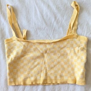 Blush Botique Yellow Gingham Knit Crop Top Size M
